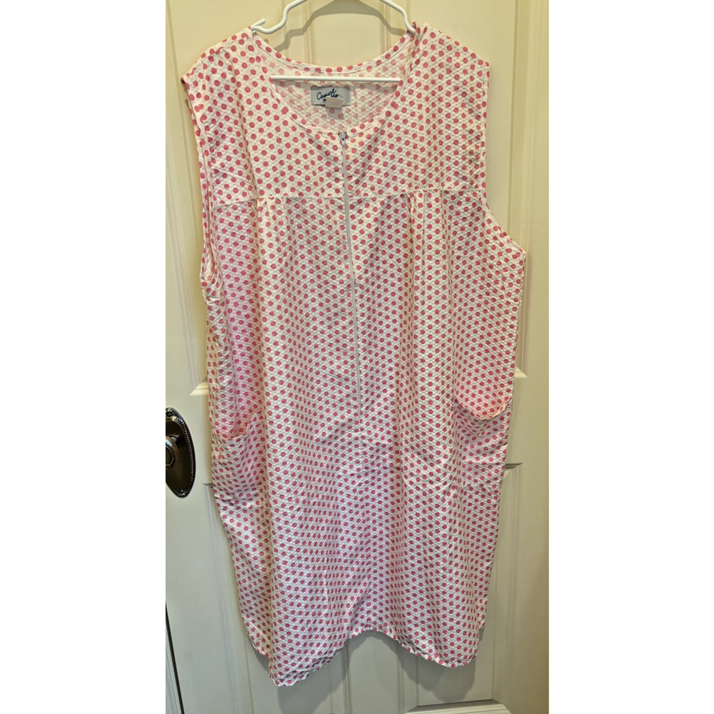 Casual Nights Womens Lace Trim Polka Dot Sleeveless Nightgown Sleep Shirt 3x